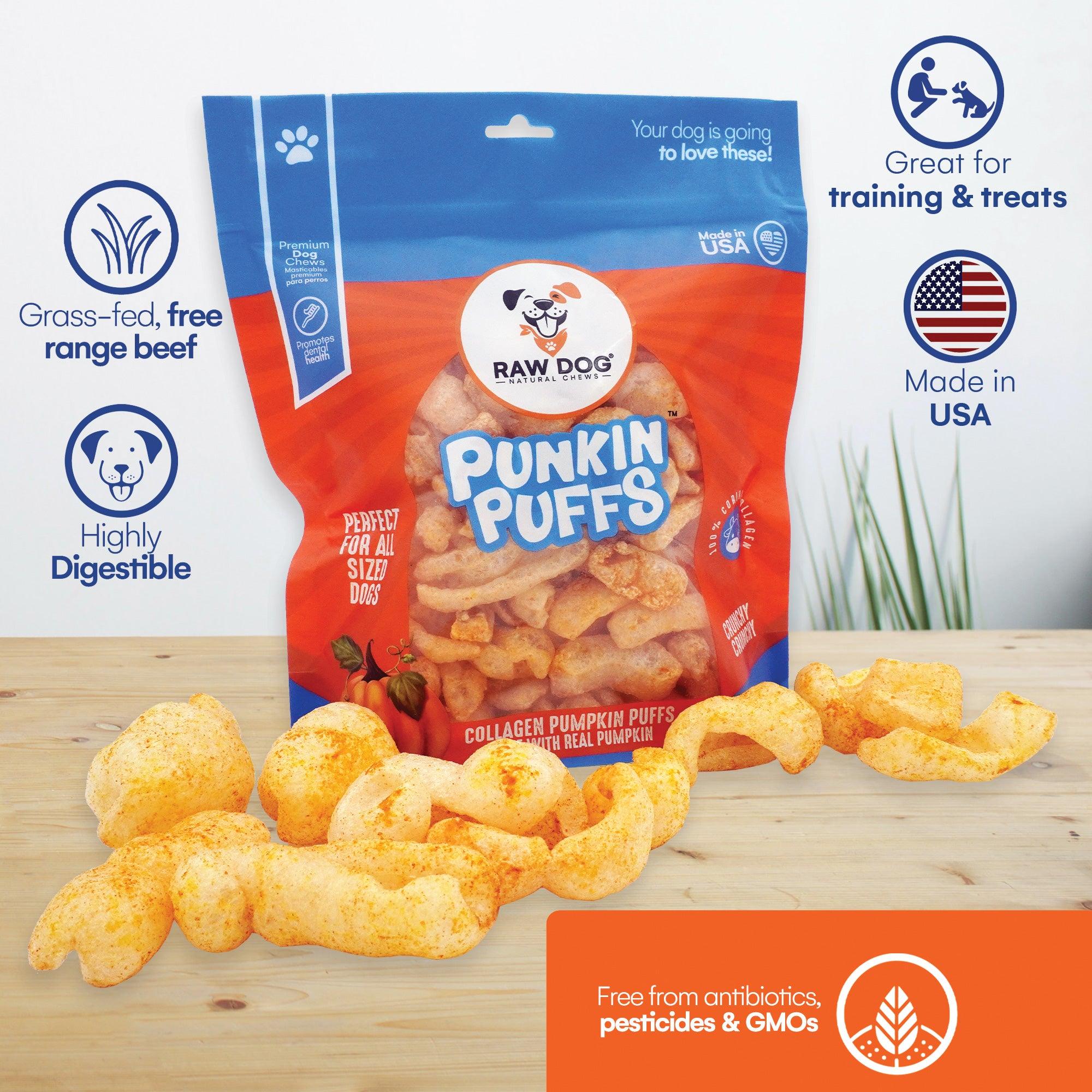Raw Dog Natural Chews Crispy Collagen Punkin Puffs Dog Treats, 2.5-oz