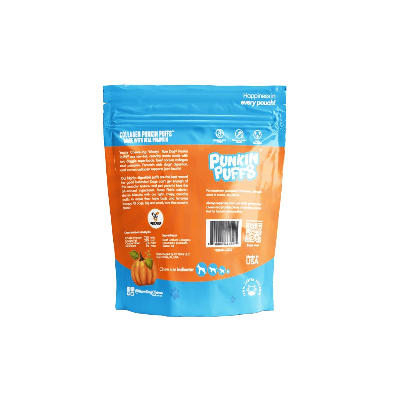 Raw Dog Natural Chews Crispy Collagen Punkin Puffs Dog Treats, 2.5-oz