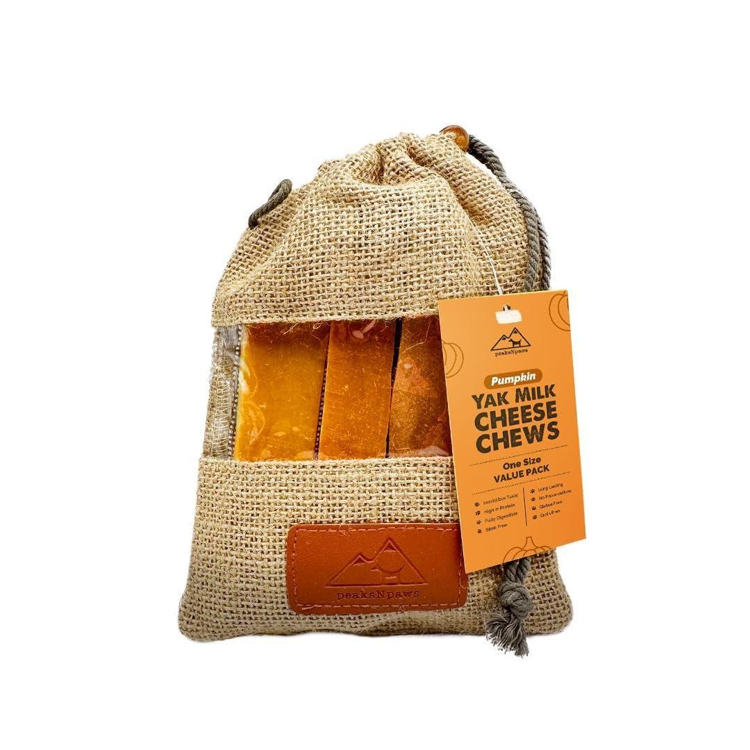 peaksNpaws Pumpkin Yak Milk Cheese Chews Dog Treats, 3-pk