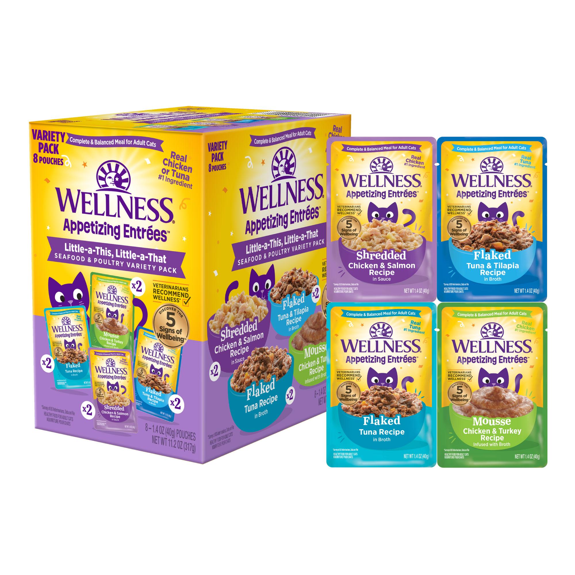 Wellness Appetizing Entrees Little-a-This, Little-a-That Seafood & Poultry Variety Pack Grain-Free Wet Cat Food Pouch