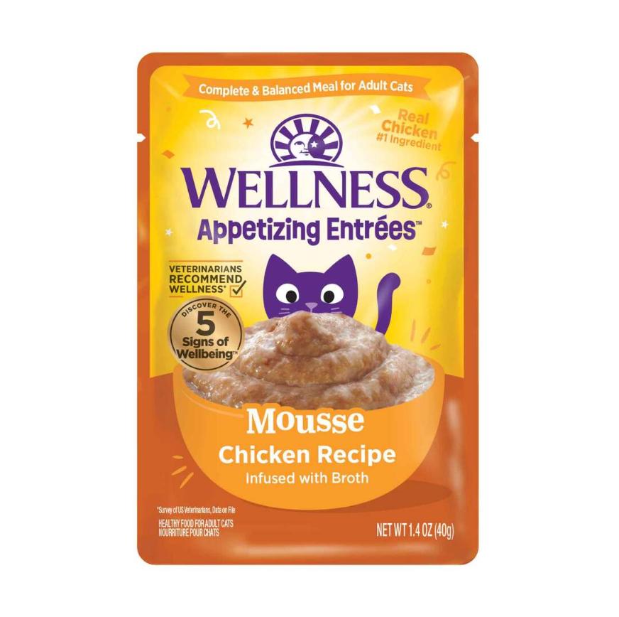 Wellness Appetizing Entrees Mousse Chicken Grain-Free Wet Cat Food Pouch