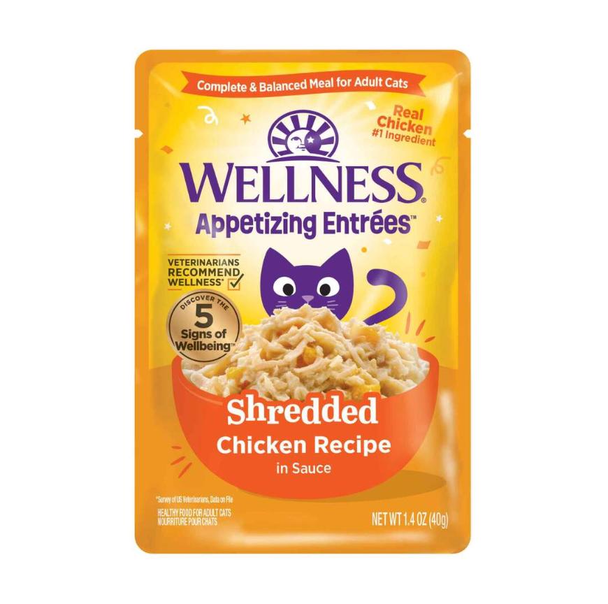 Wellness Appetizing Entrees Shredded Chicken Grain-Free Wet Cat Food Pouch