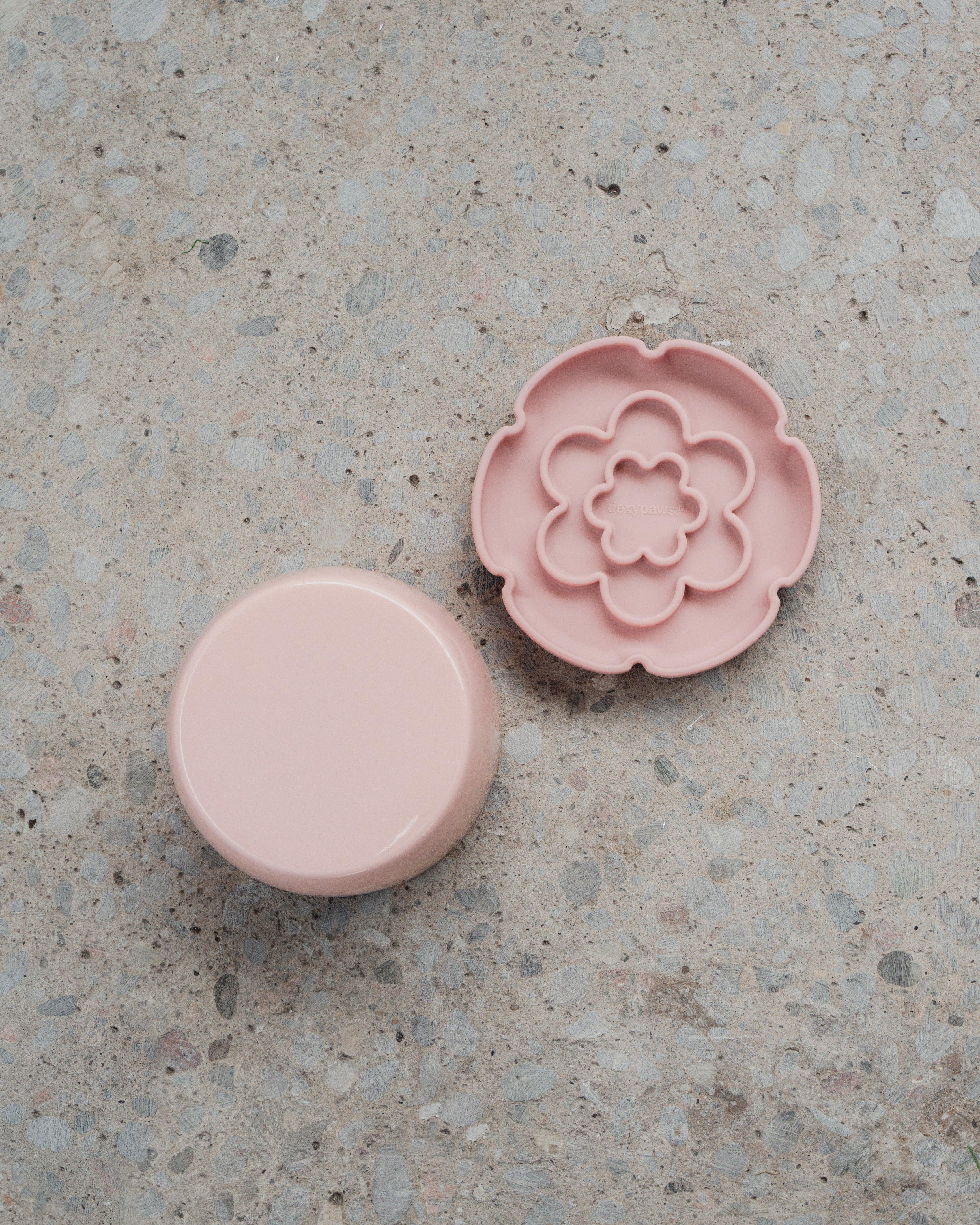 Dexypaws Flower Elevated Cat Slow Feeder, Blush Pink
