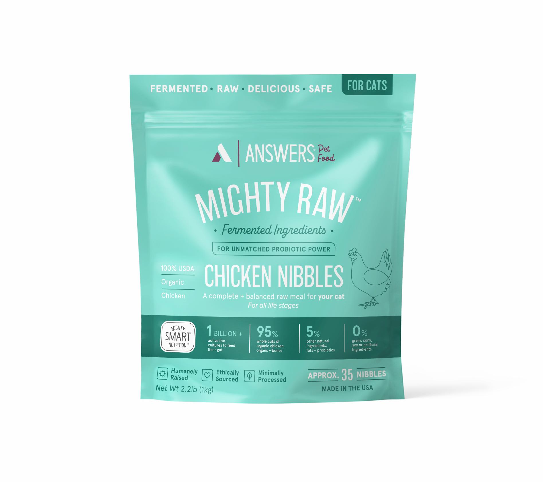 Answers Pet Food Mighty Raw Chicken Nibbles Frozen Cat Food