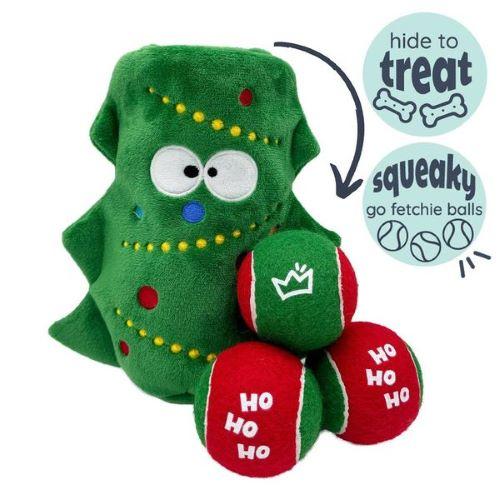 Huxley & Kent Power Plush Squeak 'n Peak Christmas Tree Dog Toy, 8.5-in