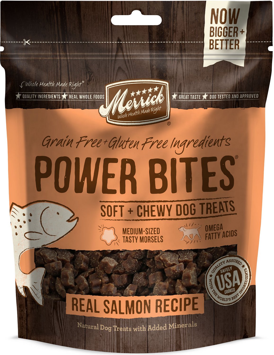 Merrick Power Bites Dog Treats Real Salmon 6 oz