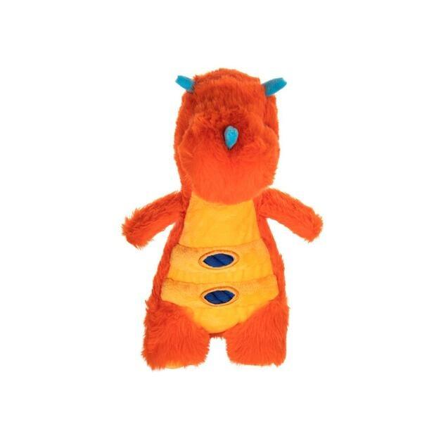 Growl Stomperz Tina the Triceratops Dog Toy, Orange, 10.5-in