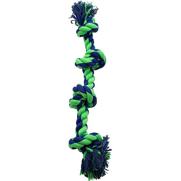 Knotty & Nice Knotty Bone 4-Knot Dog Toy, Blue/Green