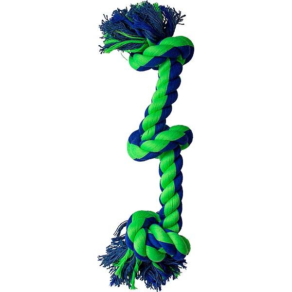 Knotty & Nice Knotty Bone 3-Knot Dog Toy, Blue/Green