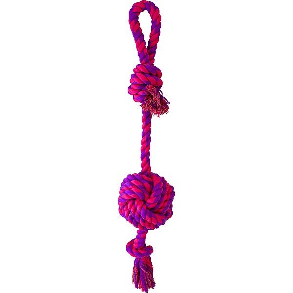 Knotty & Nice Knotty Loop & Knotted Tail Dog Toy, Pink/Purple