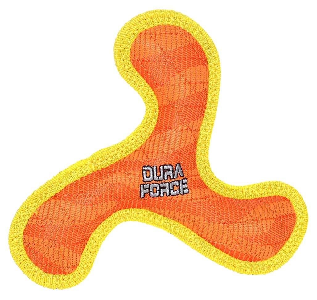 DuraForce Boomerang Tiger Dog Toy, Orange/Yellow, Junior