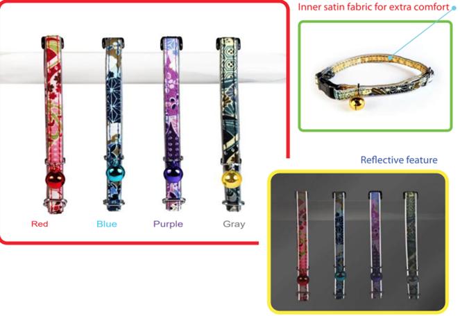 Goli Design Collage Reflective Cat Collar, Blue