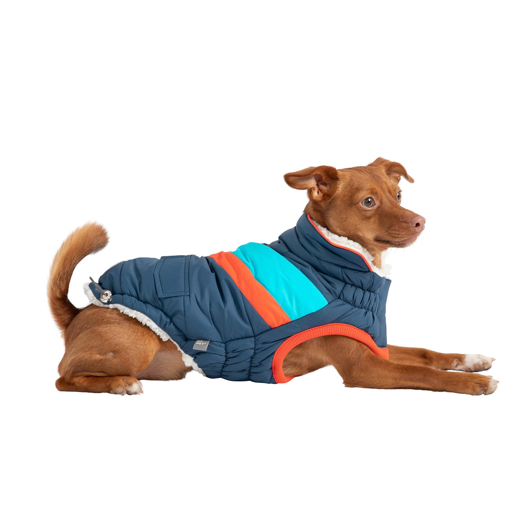 GF Pet Elasto-Fit Alpine Puffer Dog Jacket, Dark Blue, Medium