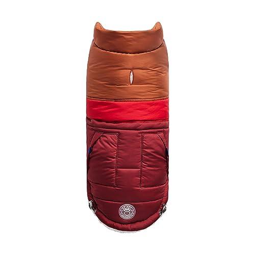 GF Pet Elasto-Fit Retro Puffer Dog Jacket, Dark Red, X-Small