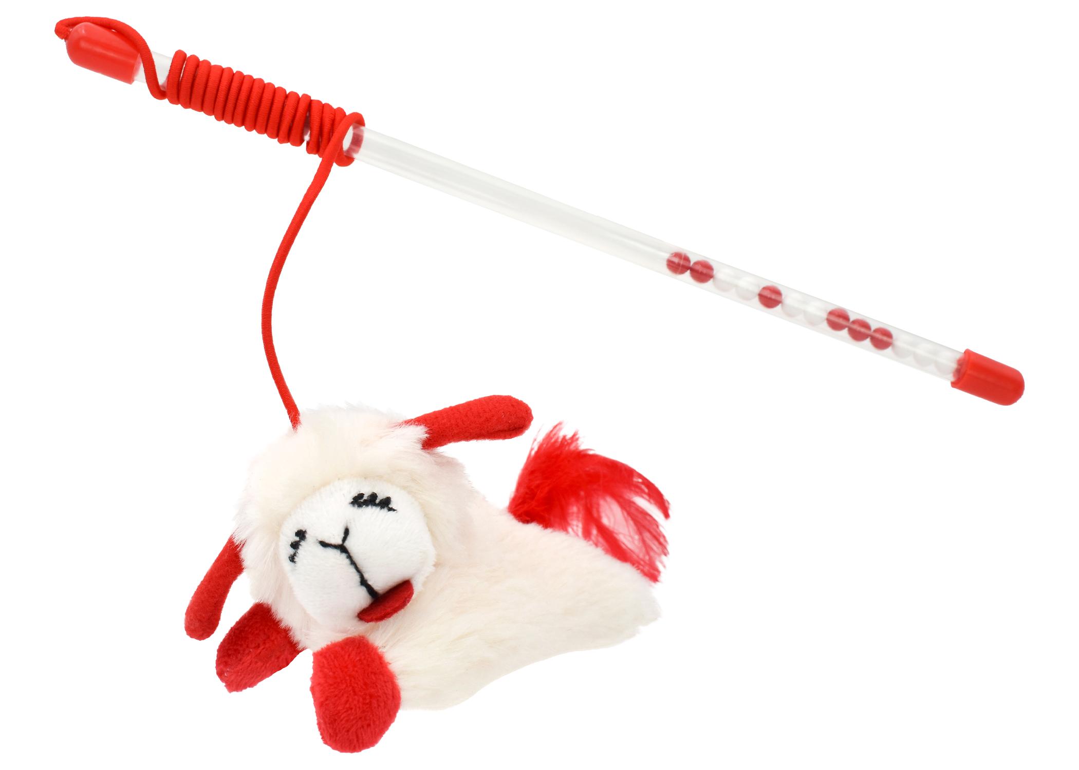 Multipet Lamb Chop Wand with Refillable Catnip Cat Toy, 12-in