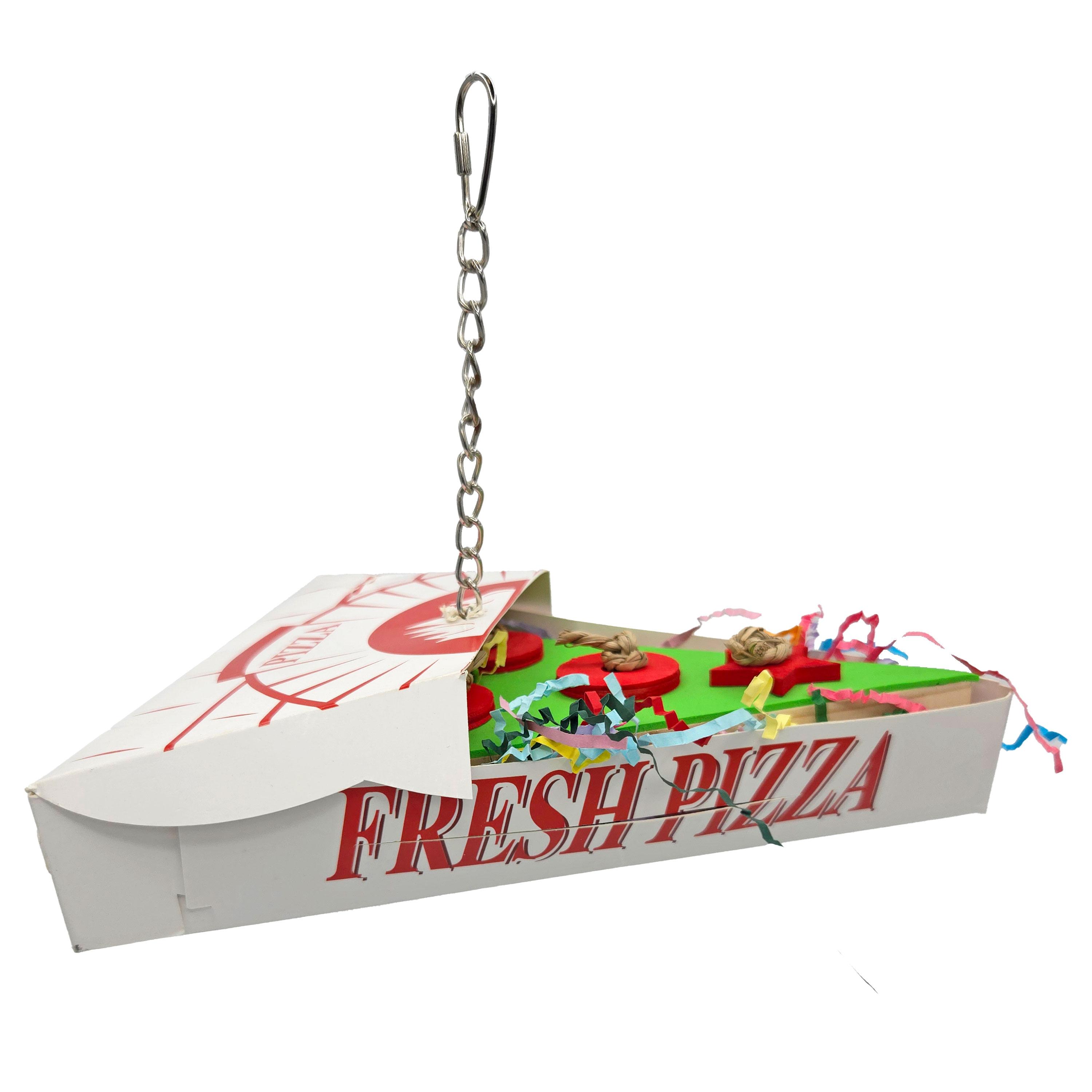 A&E Cage Company Happy Beaks Pizza Takeout Bird Toy, 9.5-in x 7.25-in