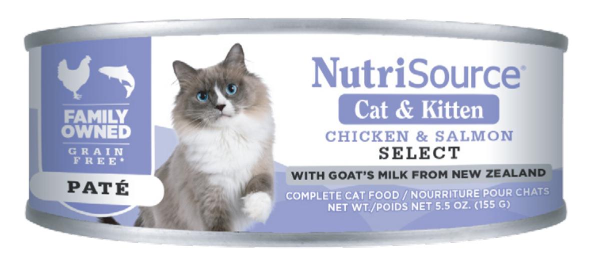 NutriSource Cat & Kitten Select Chicken & Salmon Pate Grain-Free Wet Cat Food Can