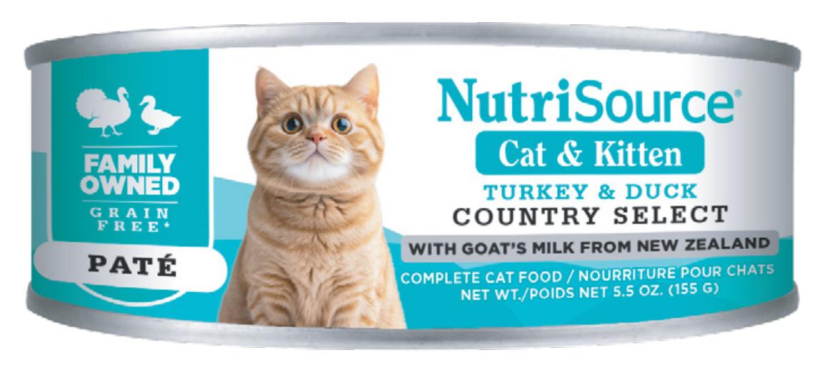 NutriSource Cat & Kitten Country Select Turkey & Duck Pate Grain-Free Wet Cat Food Can