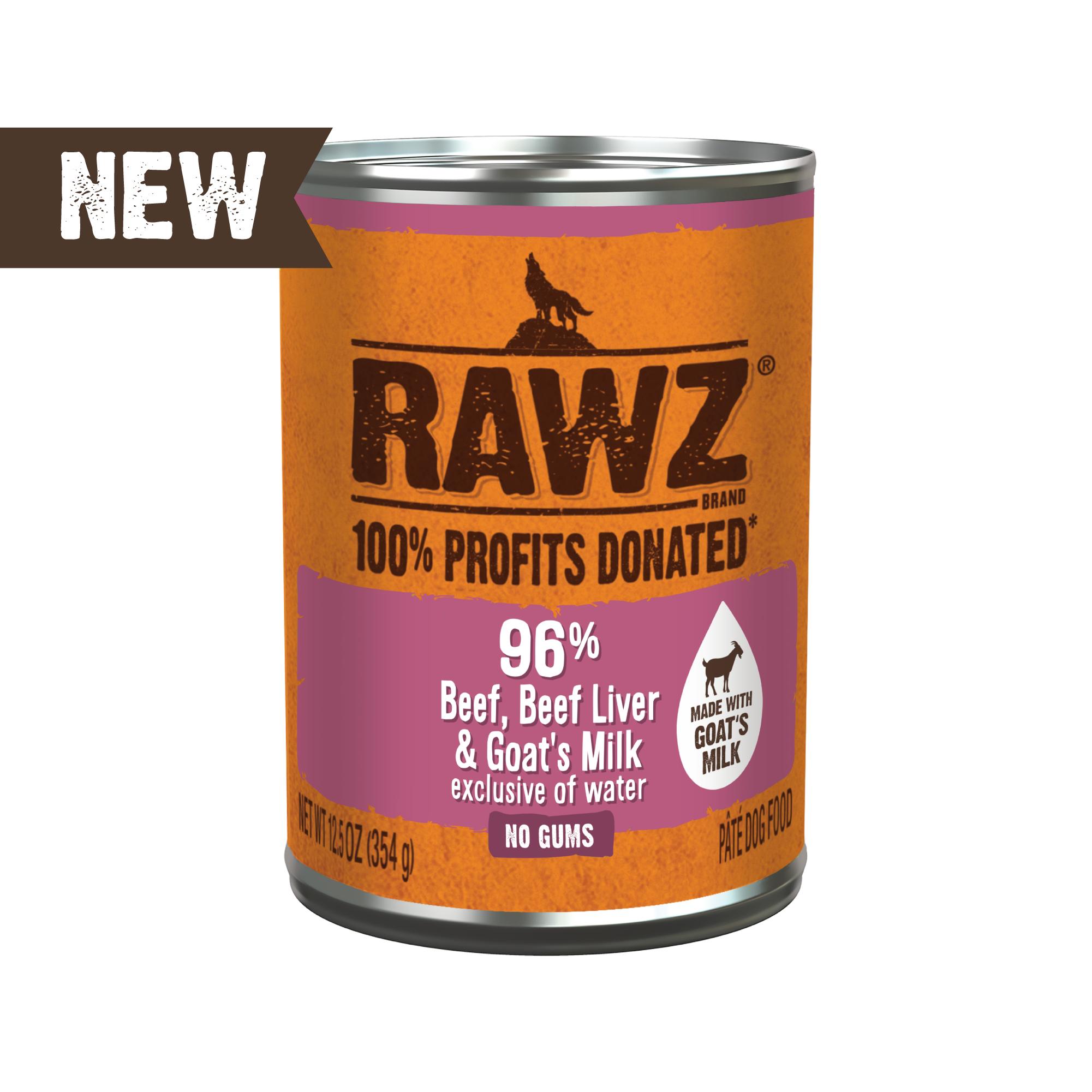 RAWZ 96% Beef, Beef Liver & Goat's Milk Pate Wet Dog Food Can