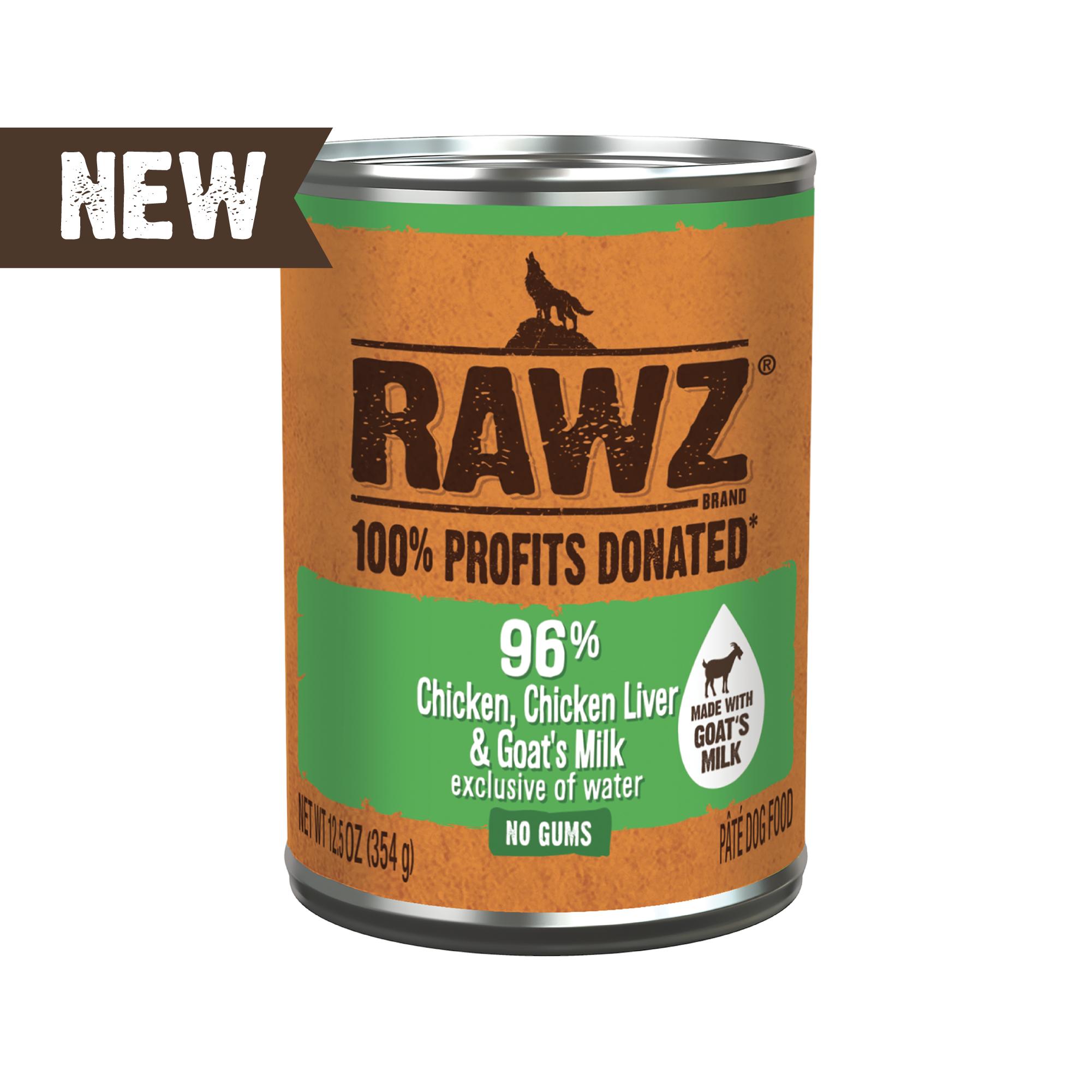 RAWZ 96% Chicken, Chicken Liver & Goat's Milk Pate Wet Dog Food Can, 12.5-oz