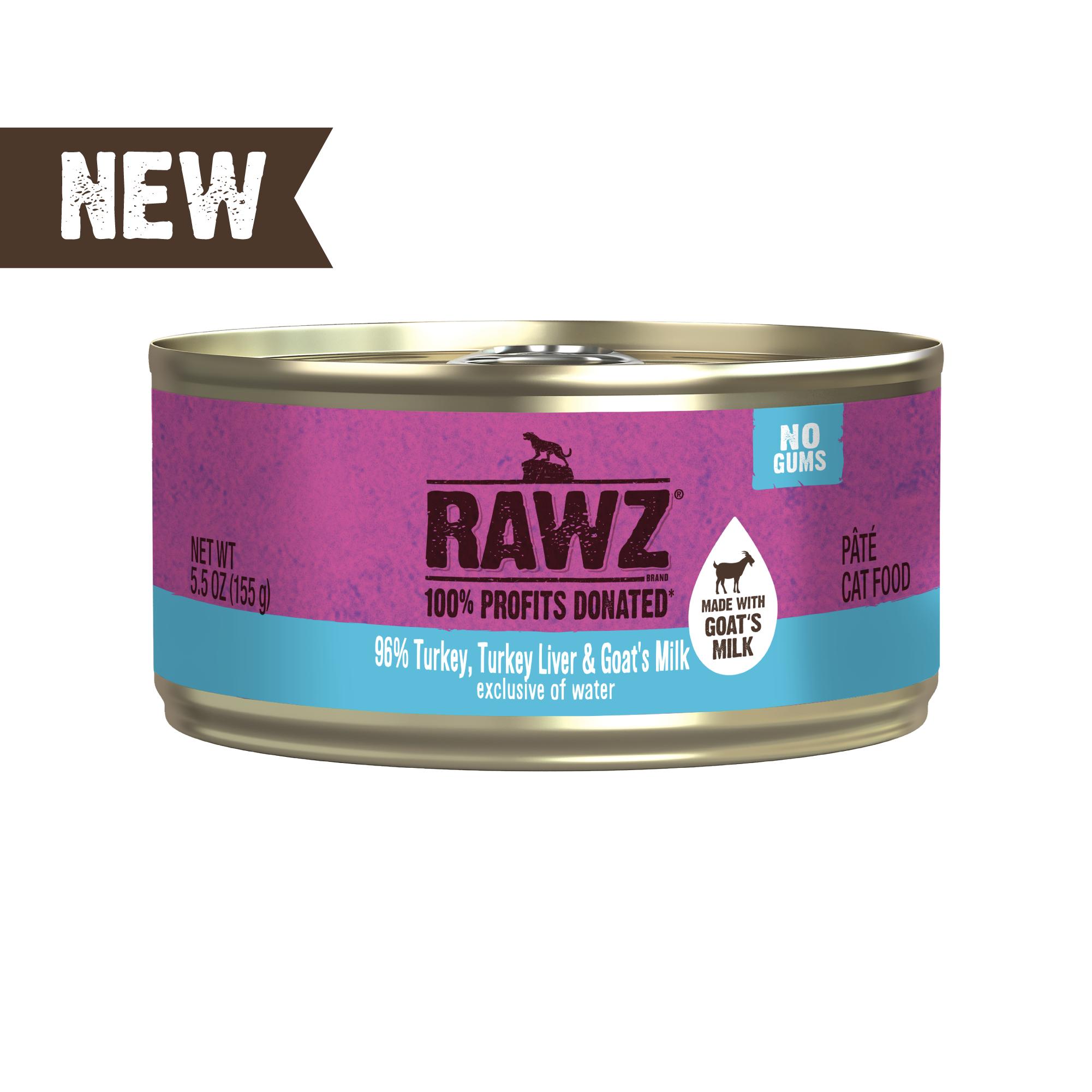 RAWZ 96% Turkey, Turkey Liver & Goat's Milk Pate Wet Cat Food Can