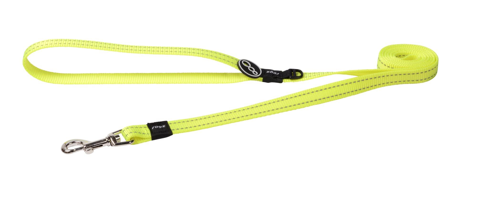 Rogz Classic Reflective Dog Leash, Dayglo Yellow, Medium