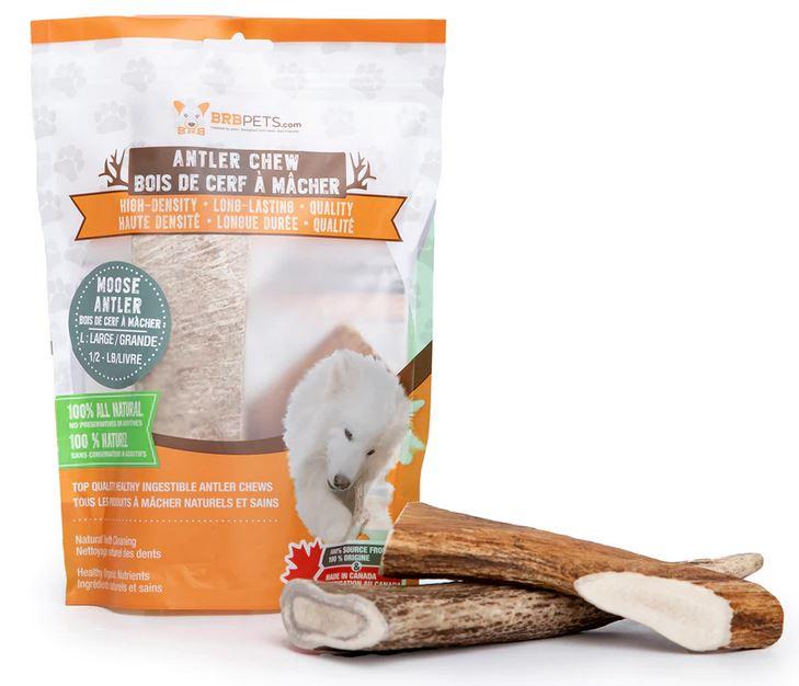 BRB Pets Canadian Moose Antler Chew Dog Treats, Large