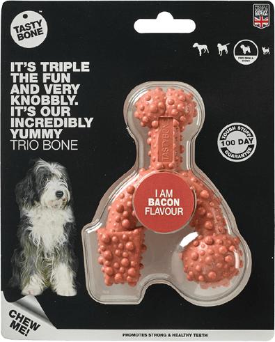 Tasty Bone Trio Bone Bacon Nylon Dog Toy, Small