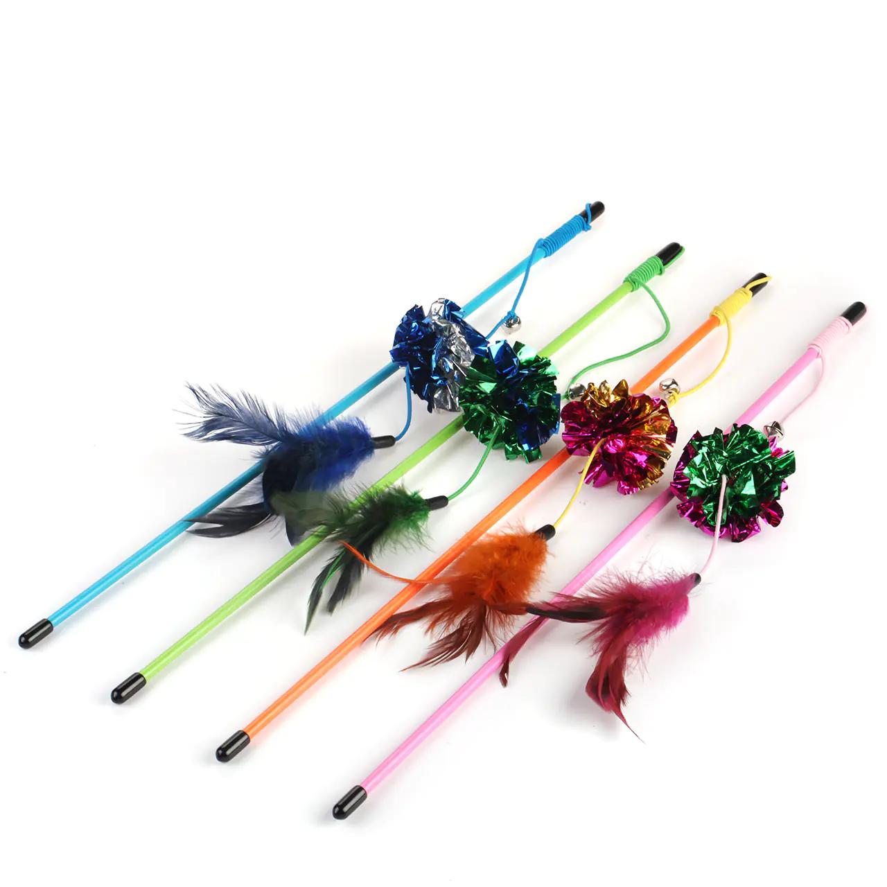 WONPET Crinkle Ball & Feather Wand Teaser Cat Toy