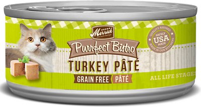 Merrick Purrfect Bistro Grain-Free Turkey Pate Canned Cat Food, 3-oz, case of 24 (**)
