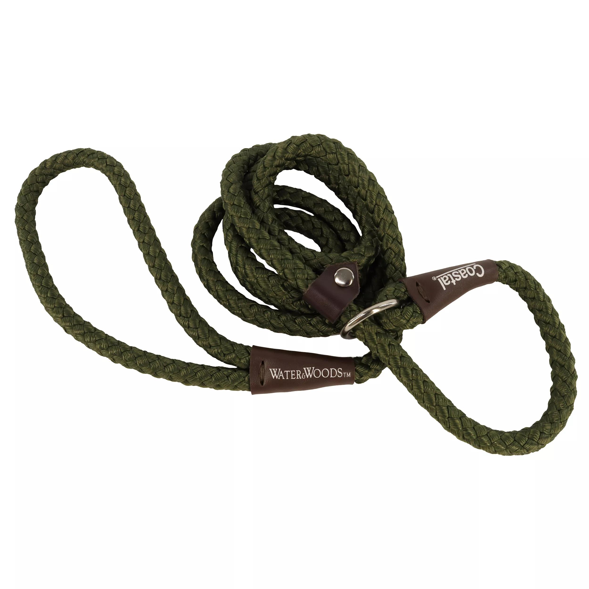 Coastal Pet Products Water & Woods Braided Rope Slip Dog Leash, Green, 1/2-in x 6-ft