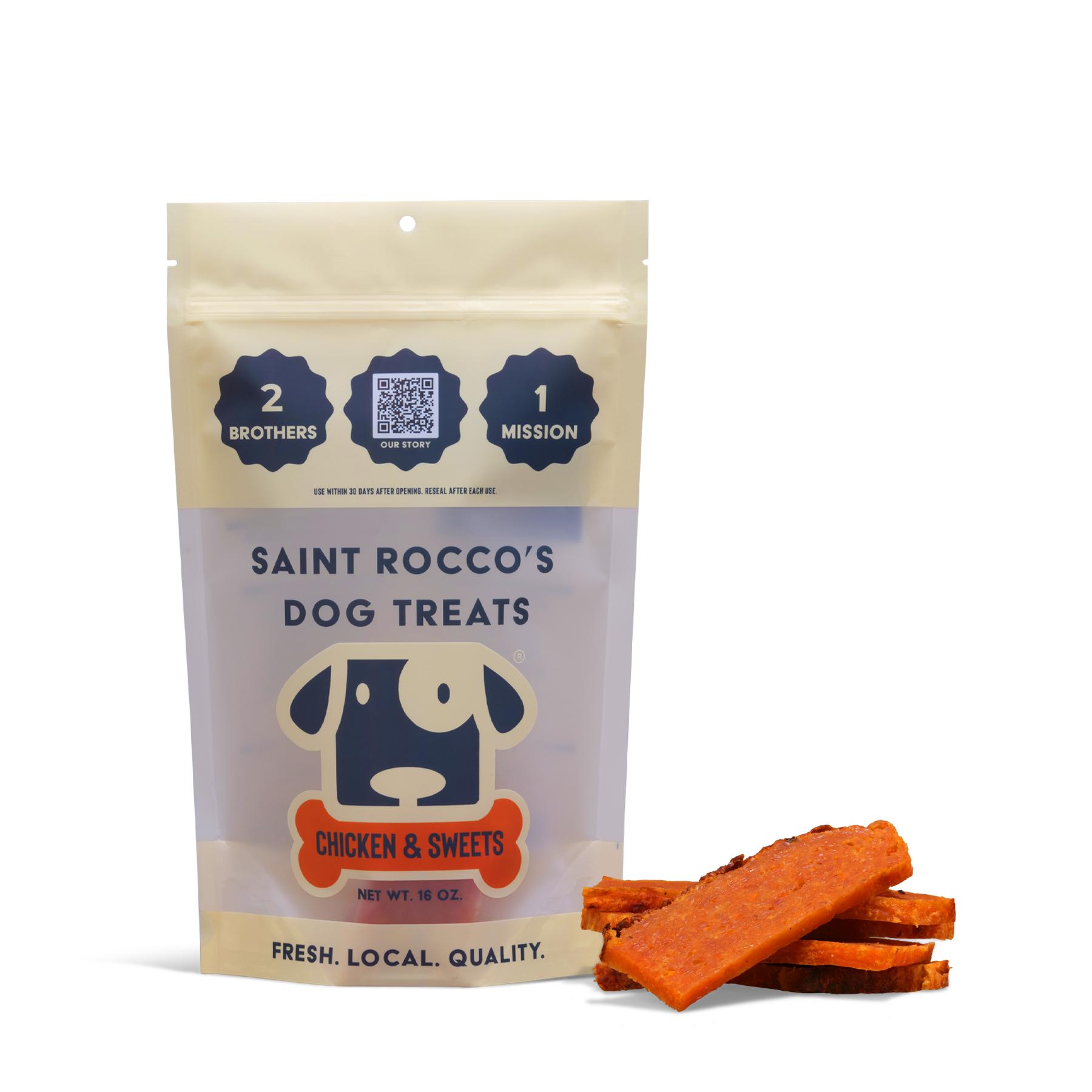 Saint Rocco's Treats Chicken & Sweets Jerky Dog Treats, 16-oz
