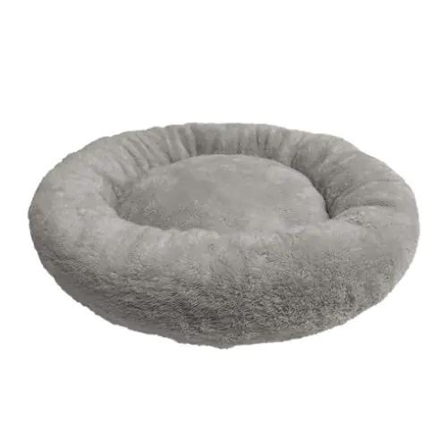 GOO-EEZ Anti-Skid Heavy Round Pet Bed, Light Grey