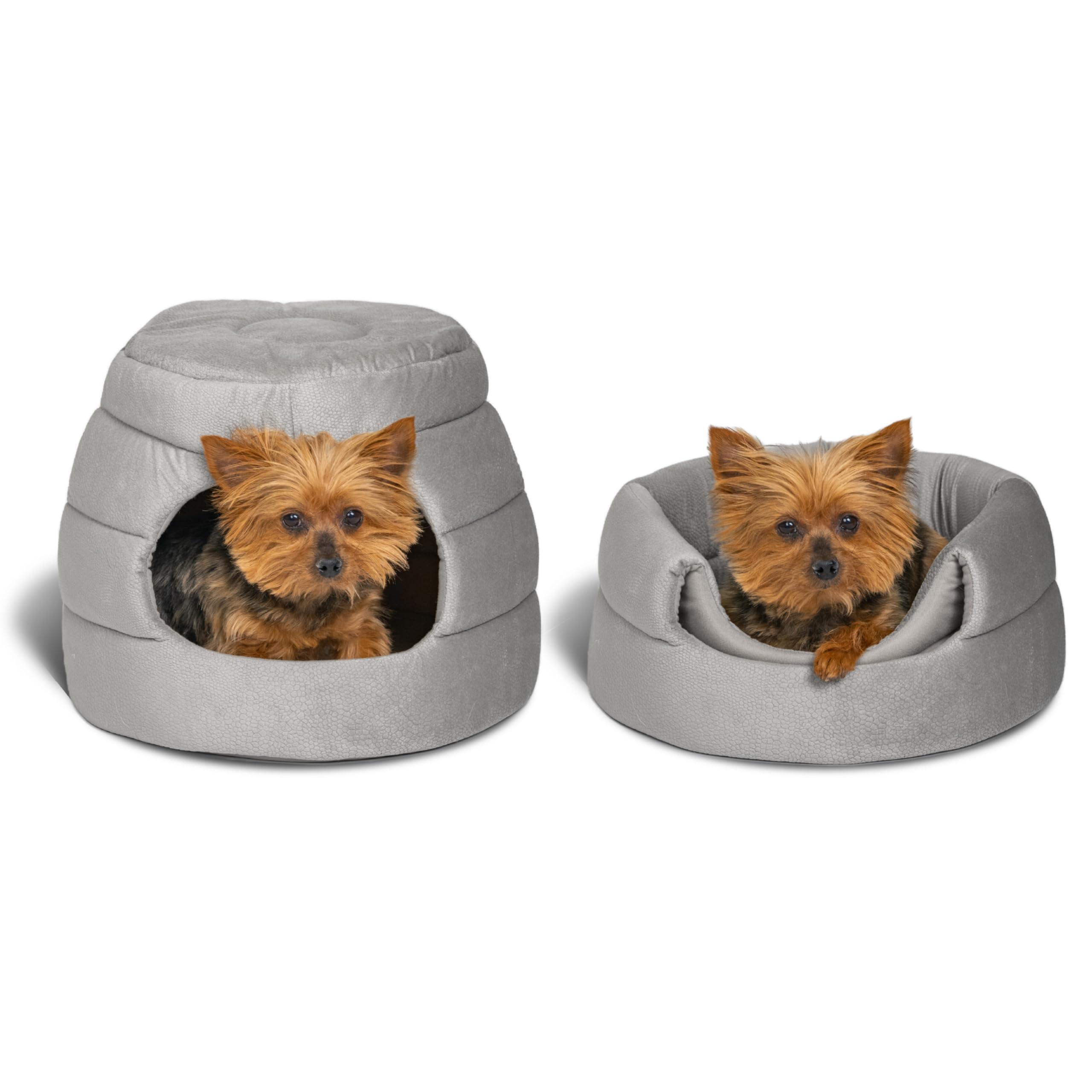 Outward Hound Honeycomb 2 in 1 Convertible Cave Dog & Cat Bed, Gray