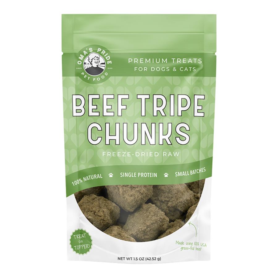 Oma's Pride Beef Tripe Chunks Freeze-Dried Raw Dog & Cat Treats, 1.5-oz
