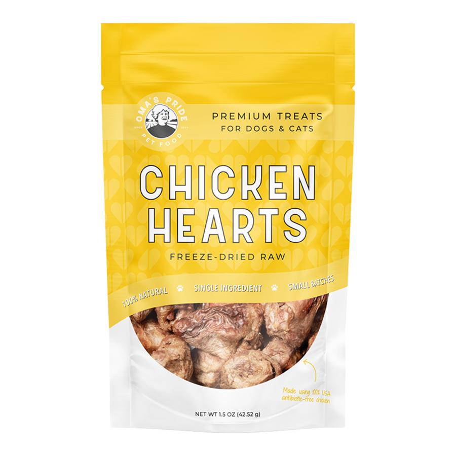 Oma's Pride Chicken Hearts Freeze-Dried Raw Dog & Cat Treats, 1.5-oz