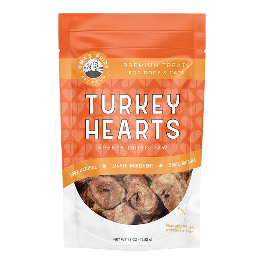 Oma's Pride Sliced Turkey Hearts Freeze-Dried Raw Dog & Cat Treats, 1.5-oz