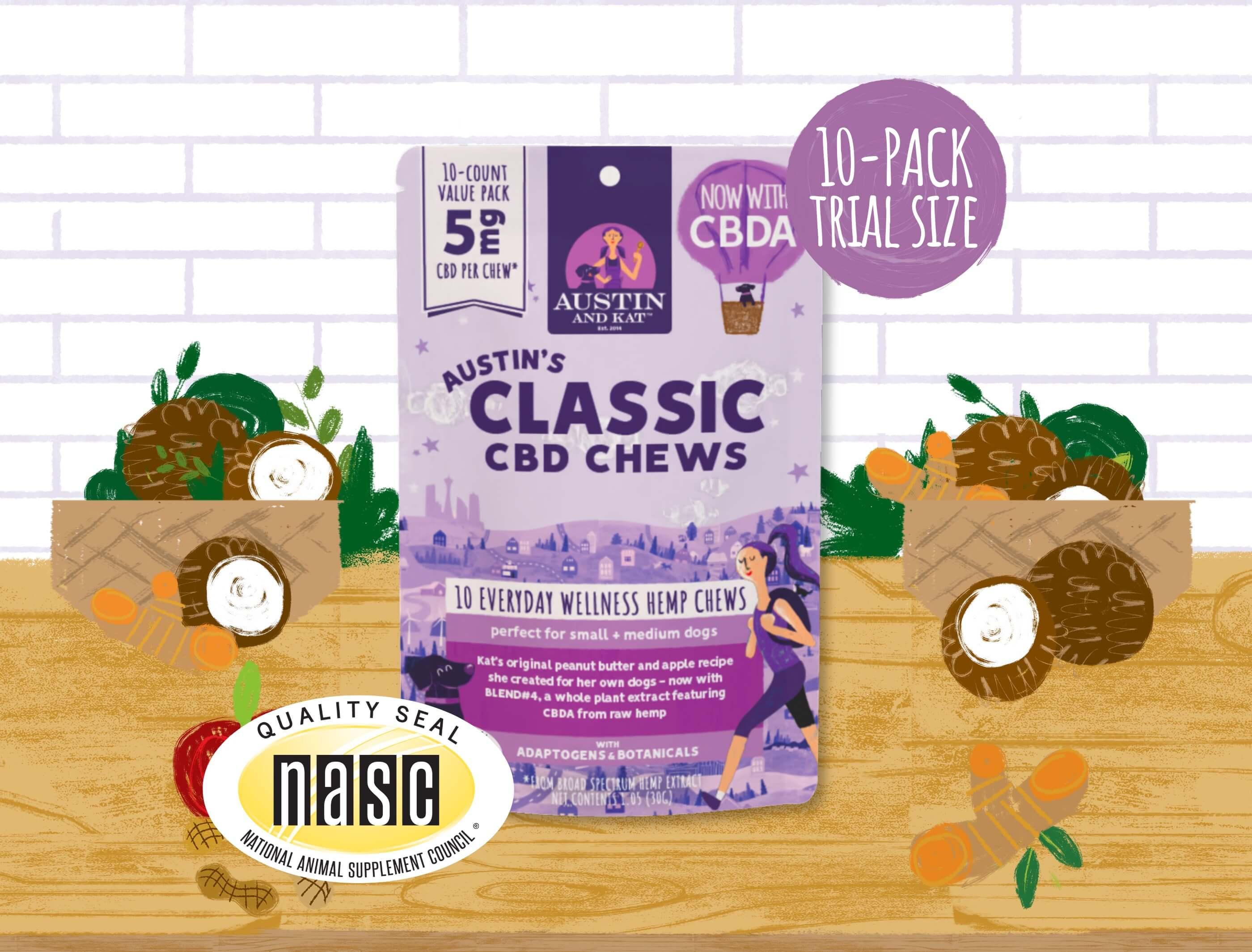 Austin and Kat Austin's Classic Soft Chew Alternative Supplement for Dogs, 5-mg, Travel Size, 10-count
