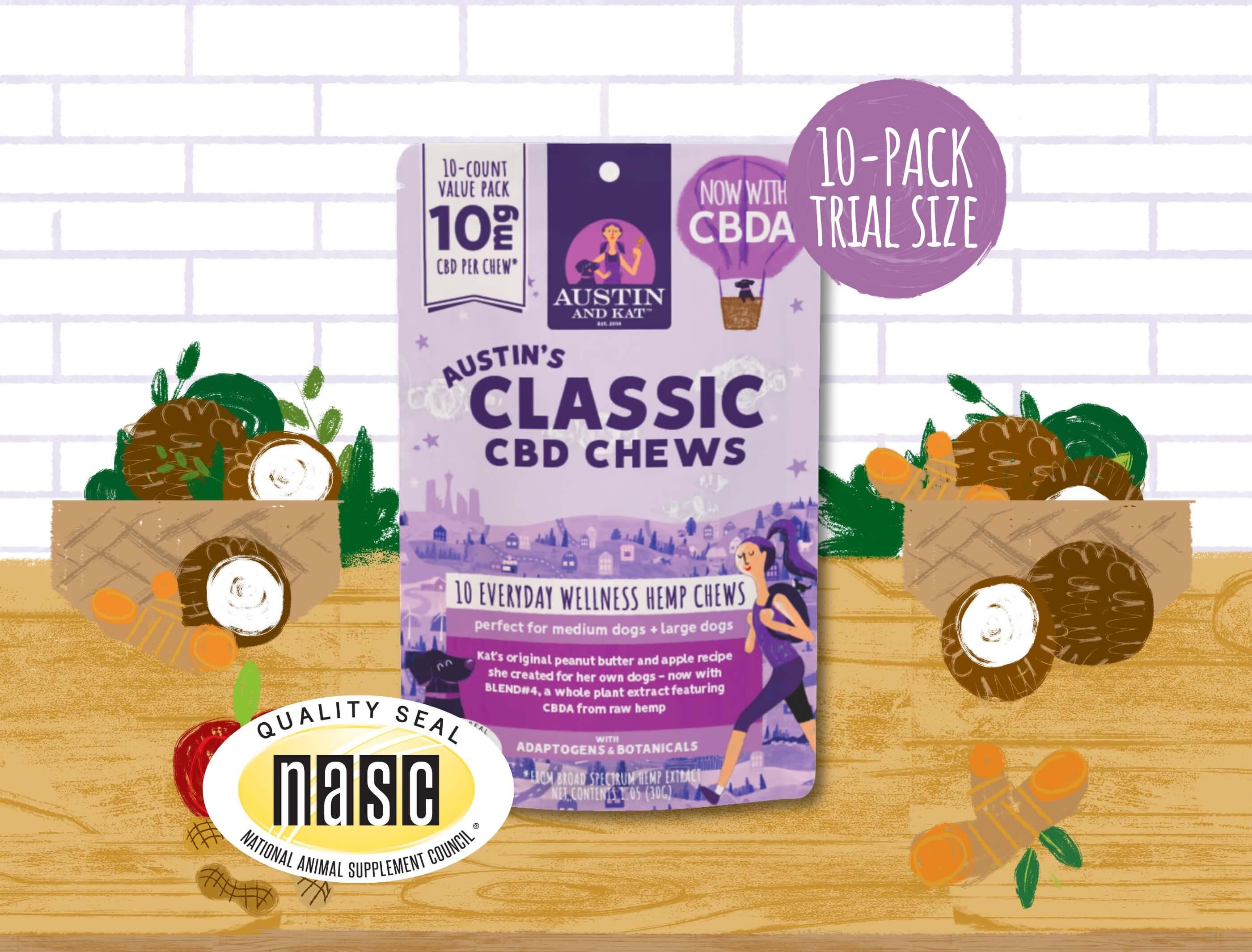Austin and Kat Austin's Classic Soft Chew Alternative Supplement for Dogs, 10-mg, Travel Size
