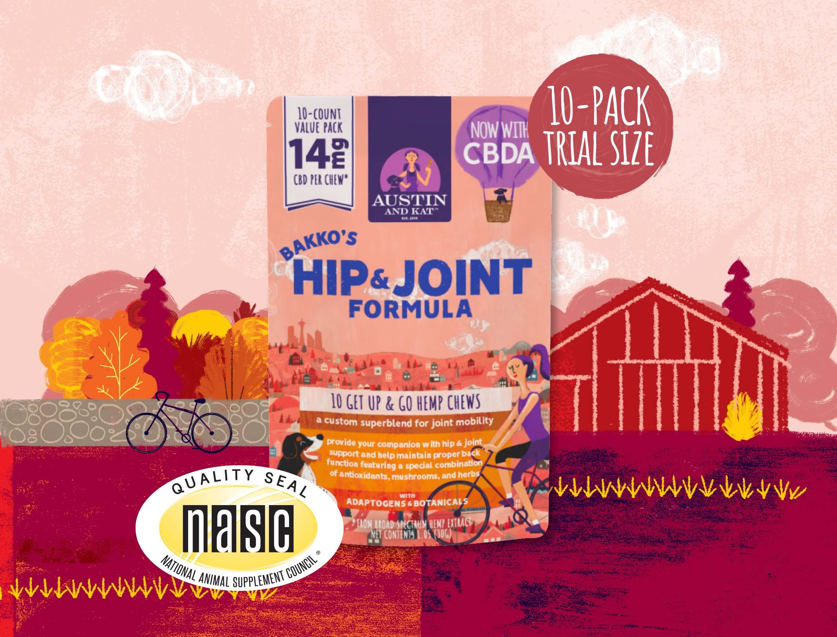 Austin and Kat Bakko's Hip & Joint Soft Chew Alternative Supplement for Dogs, 14mg, Travel Size