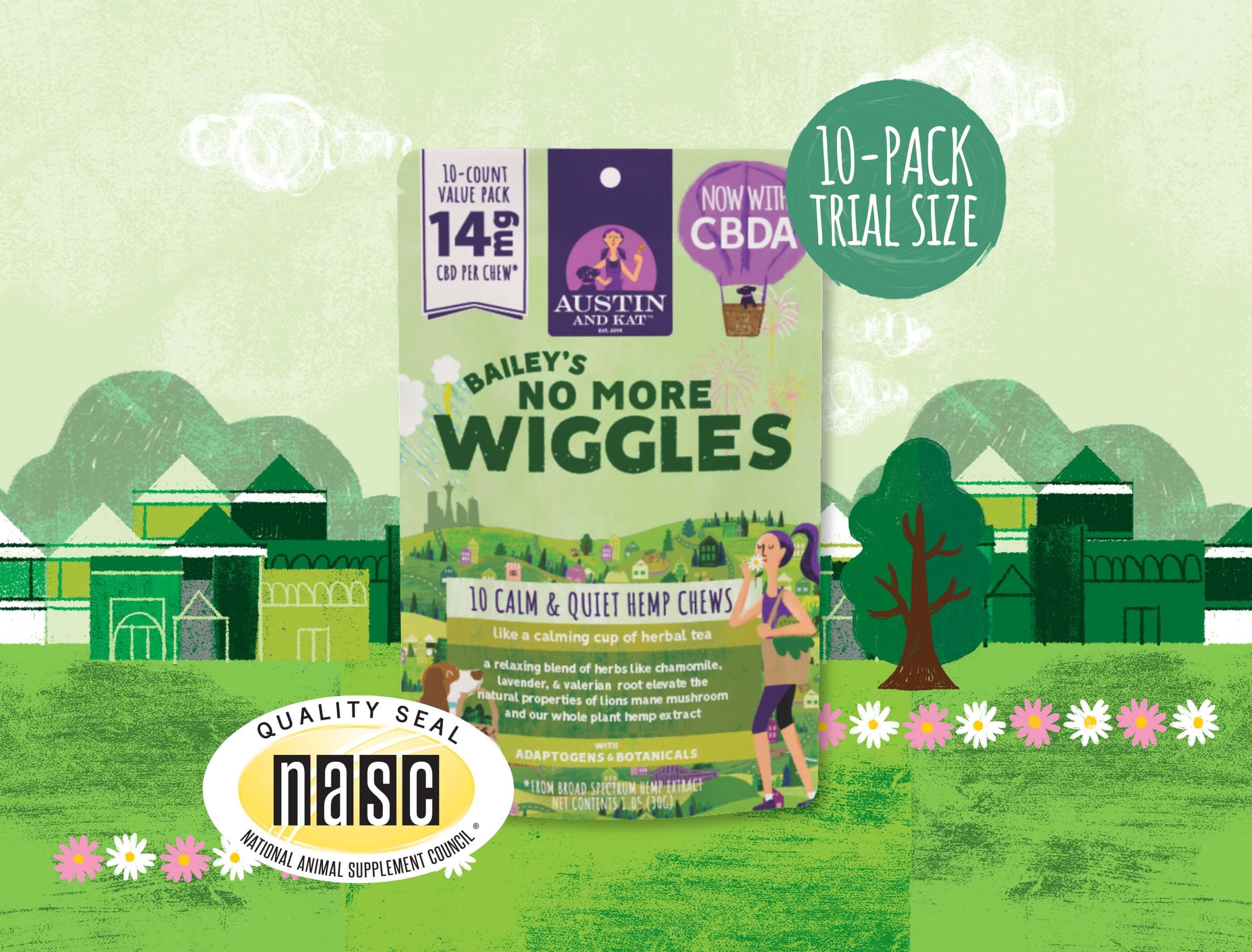 Austin and Kat Bailey's No More Wiggles Soft Chew Alternative Supplement for Dogs, 14mg, Travel Size