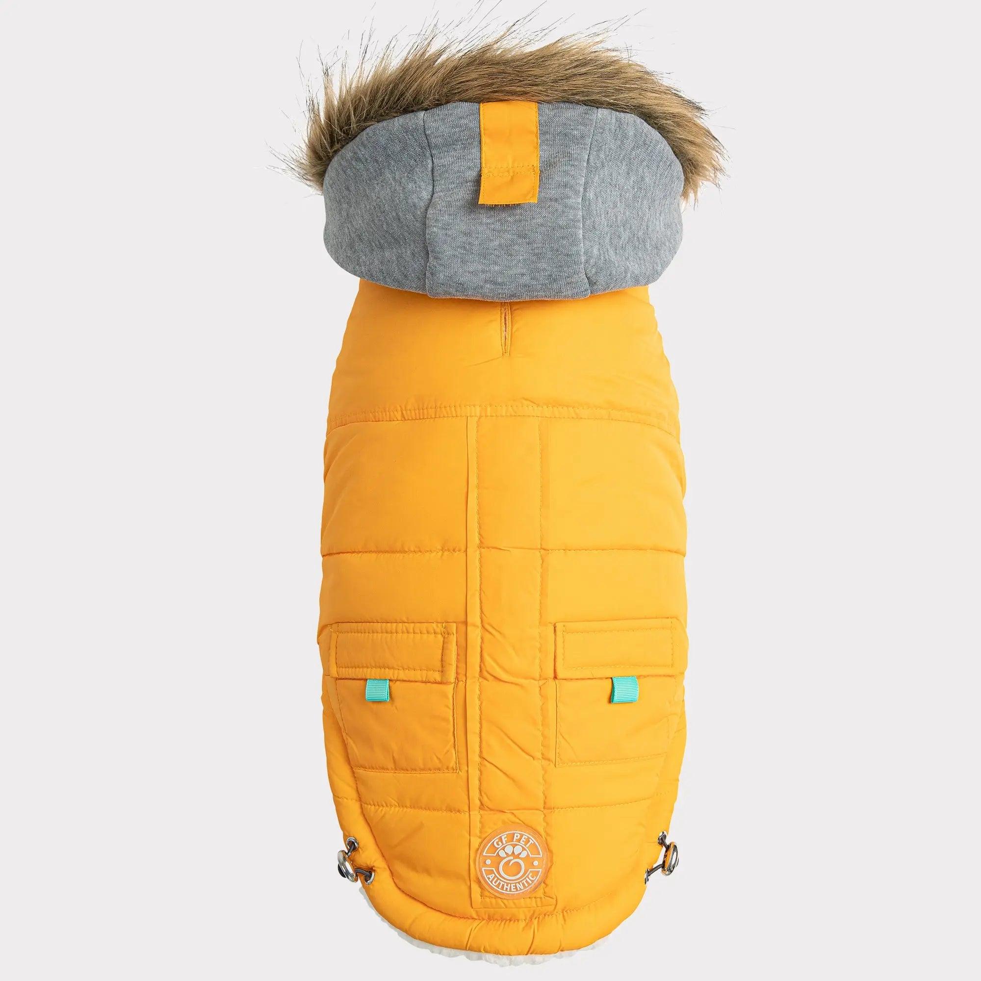 GF Pet Elasto-Fit Winter Sailor Parka Dog Coat, Yellow, Medium