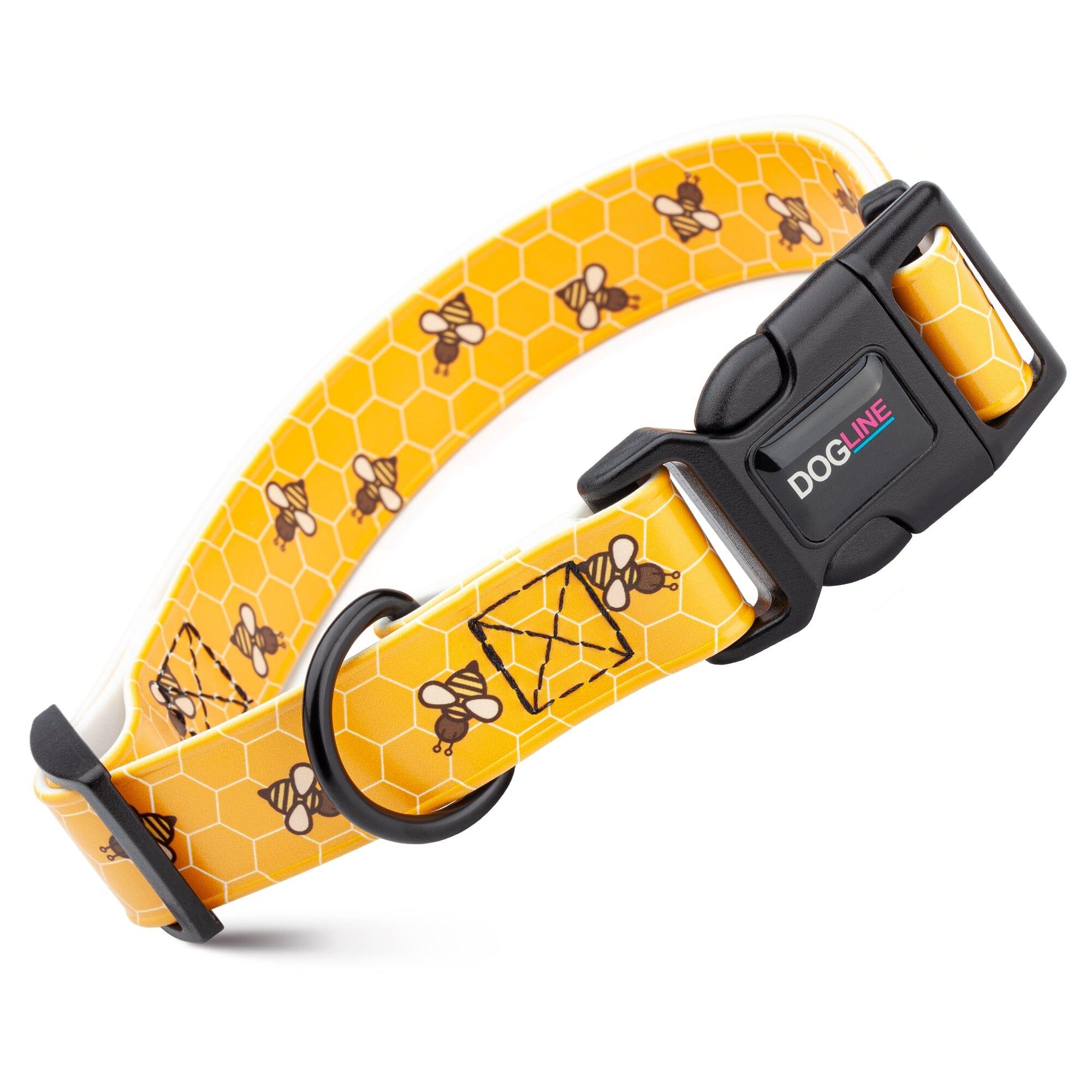 Dogline Biothane Full Color Design Printed Collar with Quick Release Buckle for Dogs, Bee