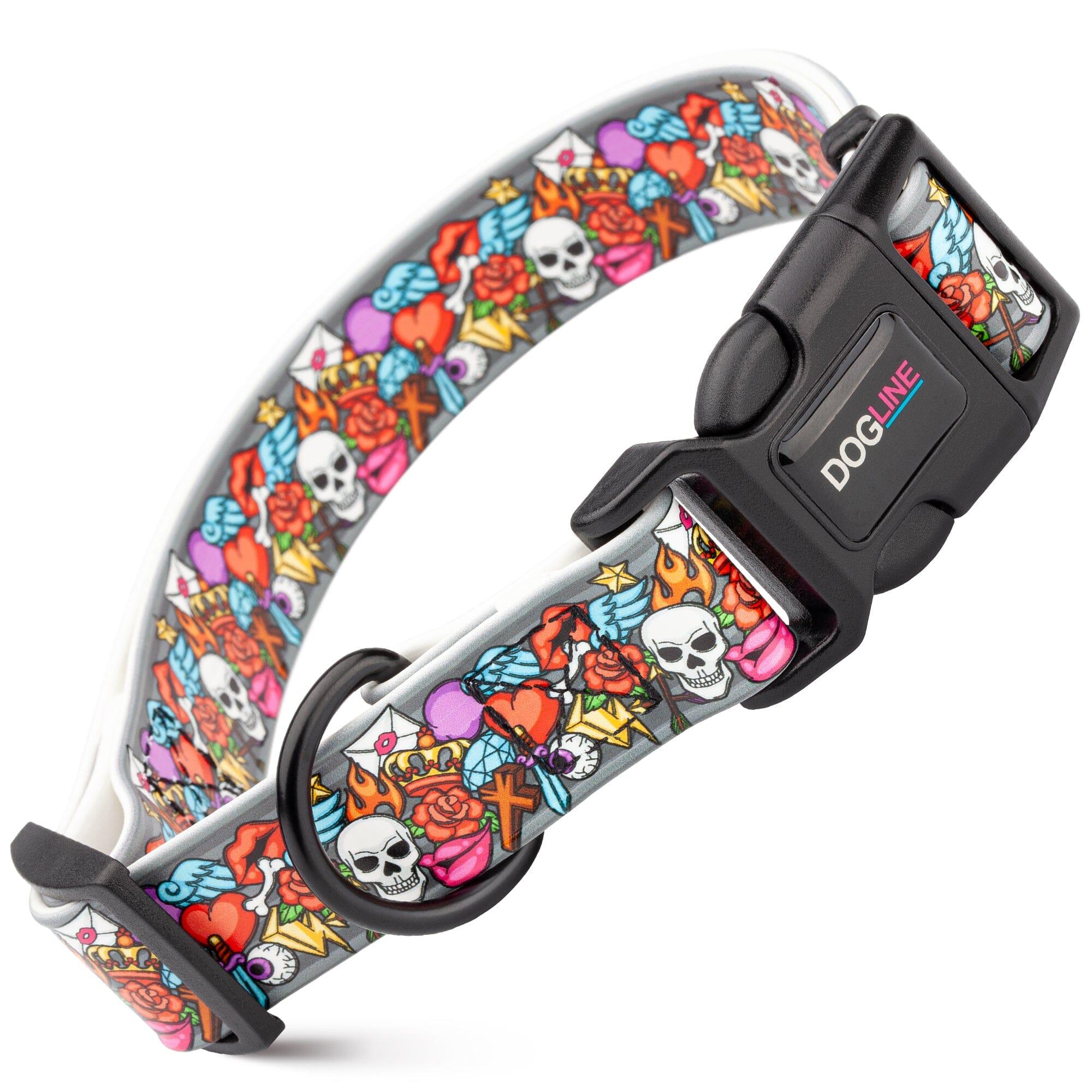 Dogline Biothane Full Color Design Printed Collar with Quick Release Buckle for Dogs, Tattoos, 3/4-in x 12-19-in