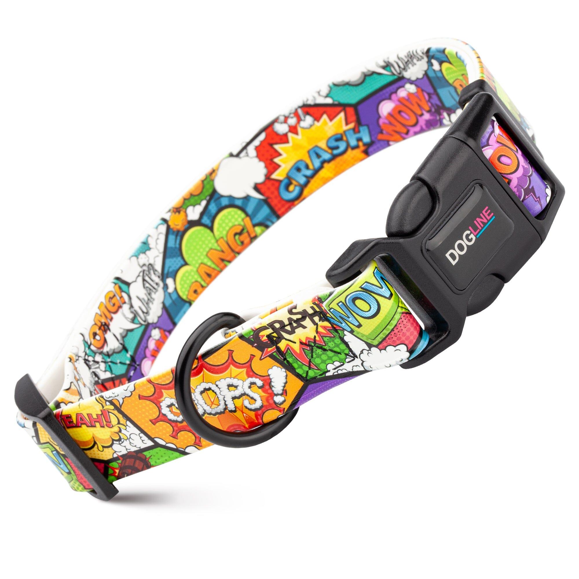 Dogline Biothane Full Color Design Printed Collar with Quick Release Buckle for Dogs, Comics