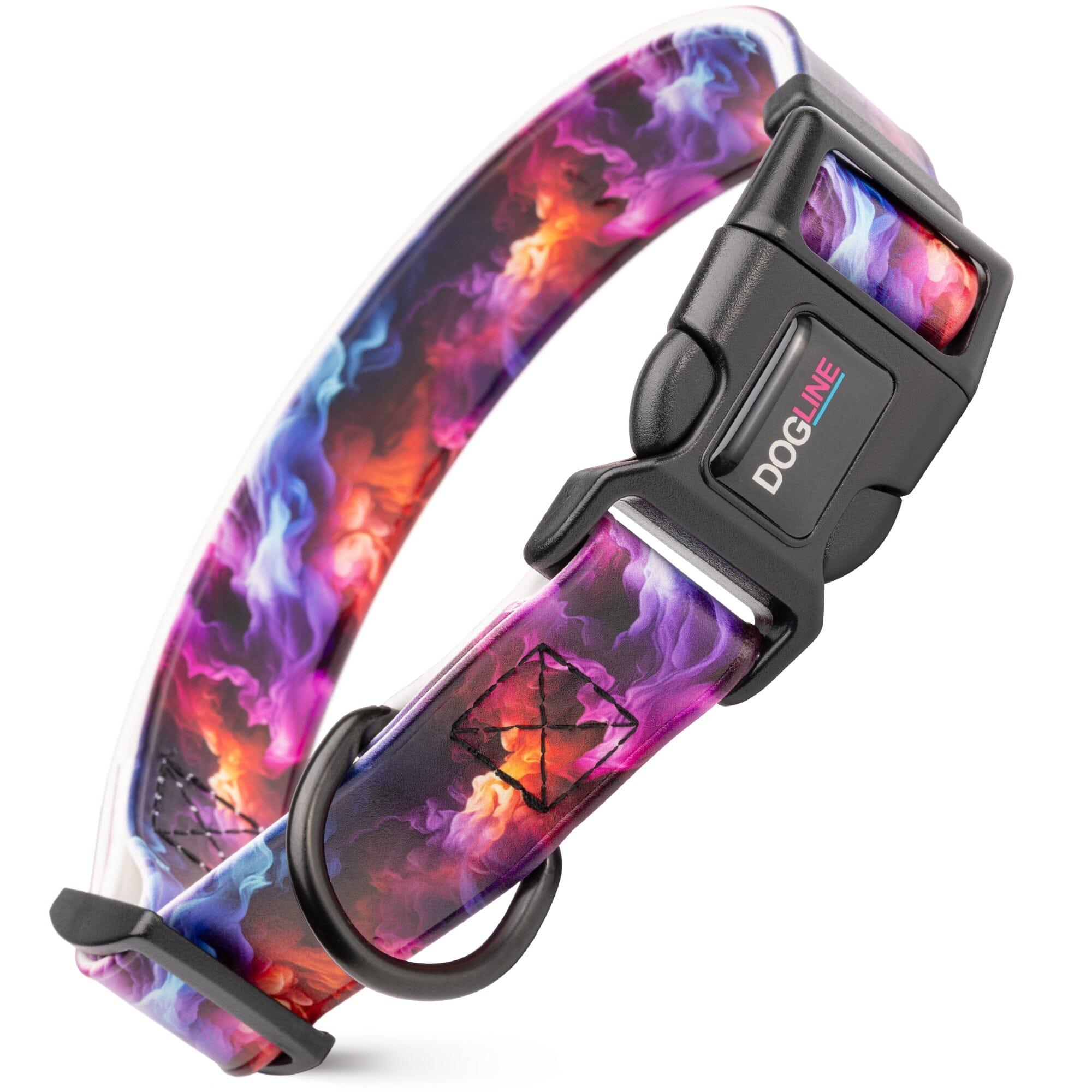 Dogline Biothane Full Color Design Printed Collar with Quick Release Buckle for Dogs, Colorful Fog, 3/4-in x 12-19-in