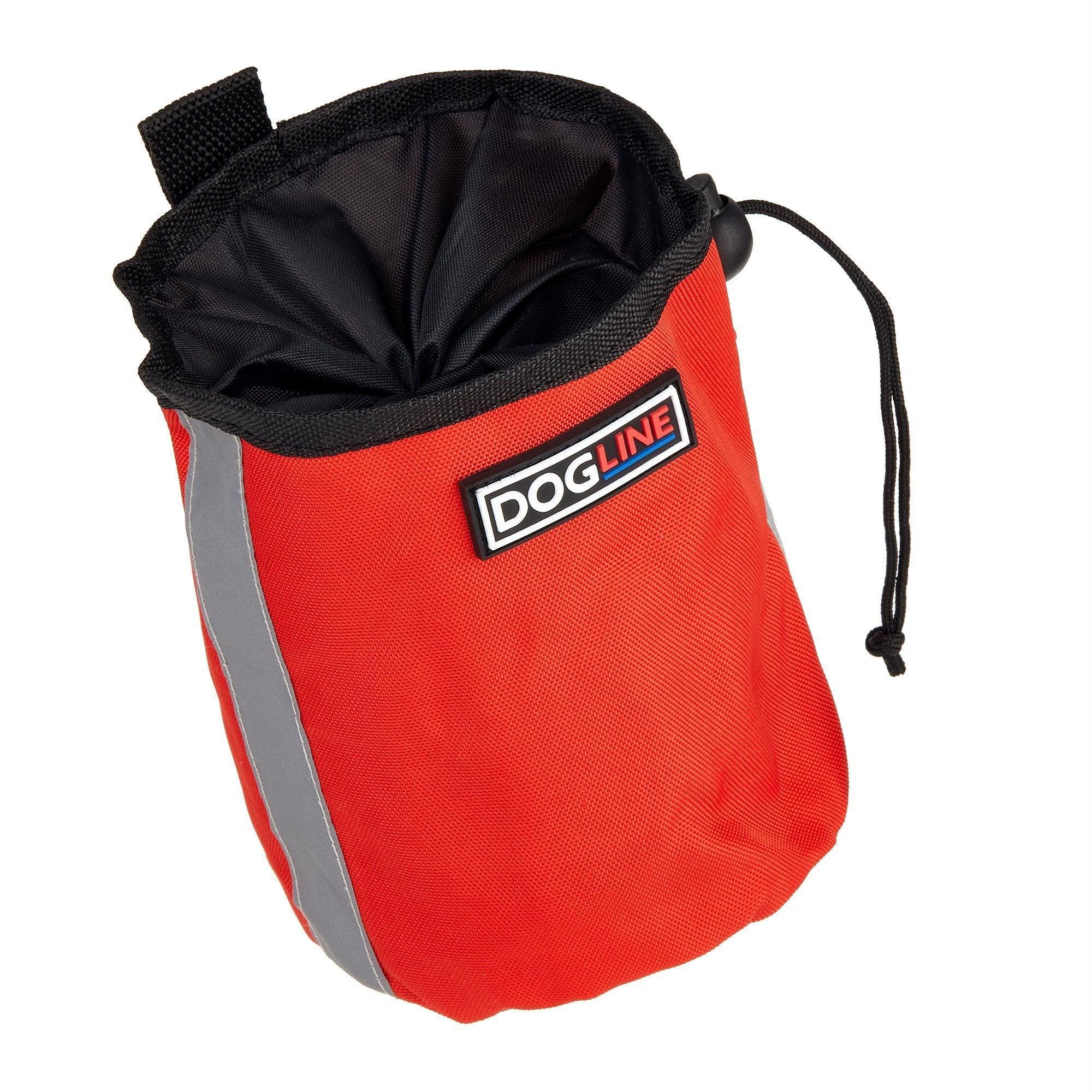 Dogline Beta Treat Pouch with Built-In Waste Bag Dispenser for Dogs, Red, 4-in x 6-in