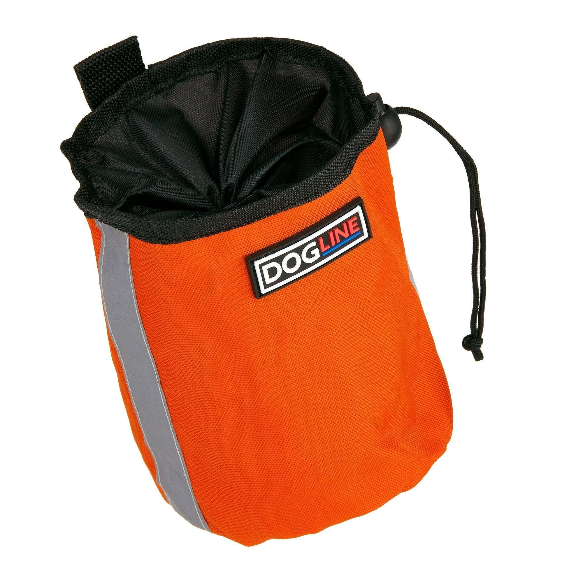 Dogline Beta Treat Pouch with Built-In Waste Bag Dispenser for Dogs, Orange, 4-in x 6-in