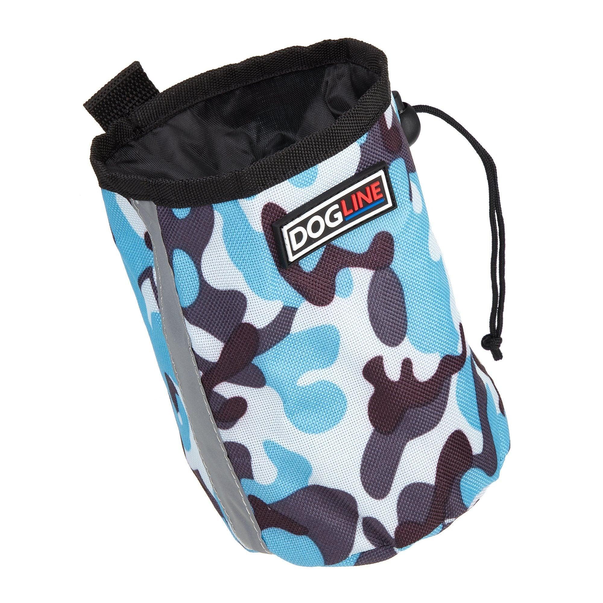 Dogline Beta Treat Pouch with Built-In Waste Bag Dispenser for Dogs, Blue Camo, 4-in x 6-in