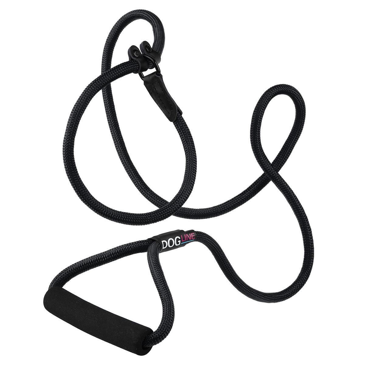 Dogline Round Nylon Slip Dog Leash, Black, 1/2-in x 6-ft